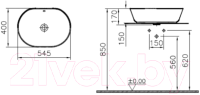 Купить Умывальник VitrA Geo 55 / 7427B003-0012  