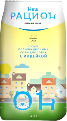 

Корм для собак Наш рацион, Для взрослых собак с индейкой