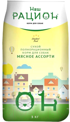

Корм для собак Наш рацион, Для взрослых собак мясное ассорти