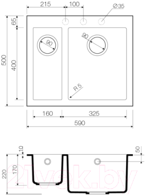 Мойка кухонная Omoikiri Bosen 59-2-BE (4993150)