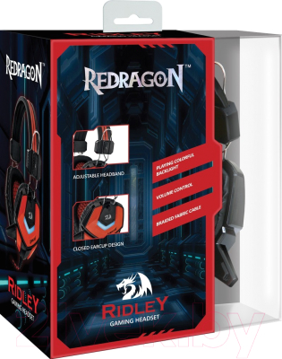 Наушники-гарнитура Defender Redragon Ridley / 64204 (красный/черный)
