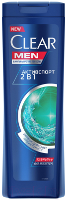 Изображение товара Шампунь для волос Clear Men Актив Спорт 2в1 против перхоти (400мл)