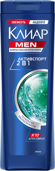 Шампунь-гель для душа Clear Men Актив Спорт 2в1 против перхоти (400мл)