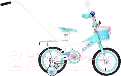 Детский велосипед с ручкой Black Aqua Sunshine KG1222 12 1s 2018 со светящимися колесами (бирюзовый)