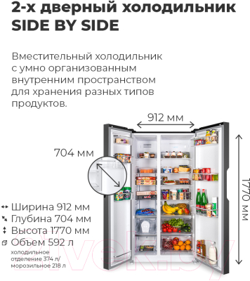 Холодильник с морозильником Maunfeld MFF 177NFB