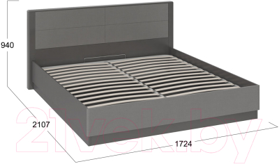 Двуспальная кровать ТриЯ Наоми ТД-208.01.02 с ПМ (серый/джут)
