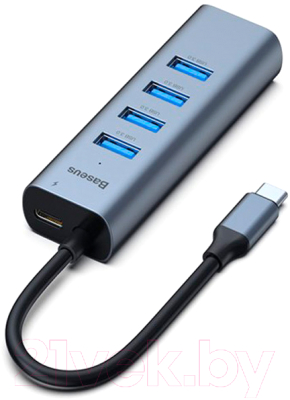 USB-хаб Baseus Enjoy Series Type-C to USB3.0x4+PD / CAHUB-Q0G (серый)