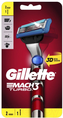 

Бритвенный станок Gillette, Mach3 Turbo красный