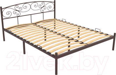 Двуспальная кровать Князев Мебель Лилия ЛЛЯ.160.200.К (коричневый муар)