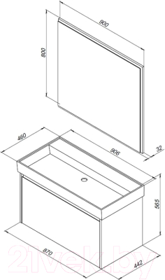 Тумба под умывальник Aquanet Nova Lite 90 / 249517 (с ящиком)