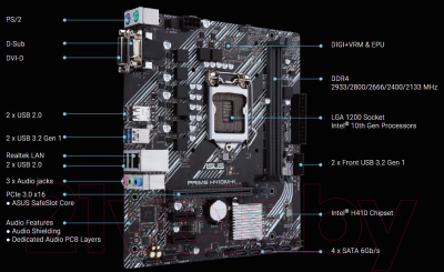 Материнская плата Asus Prime H410M-K