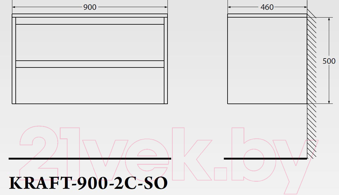 Тумба под умывальник BelBagno Kraft-900-2C-SO-RT