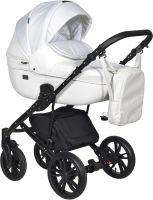 Детская универсальная коляска INDIGO Mio + F 3 в 1 (Mi 01, белая кожа/белый узор) - 