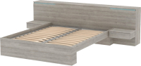 Двуспальная кровать 3Dom Фореста РС002 (дуб бардолино серый/голубой горизонт) - 