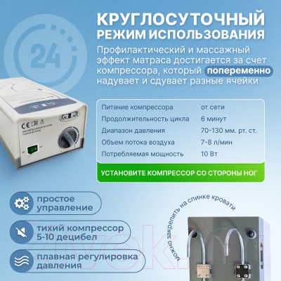 Матрас противопролежневый Antar Ячеистый с принадлежностями / AT52101