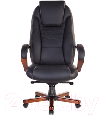 Кресло офисное King Style KE-1023WALNUT/BLACK (кожа черный/дерево)