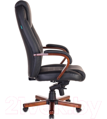 Кресло офисное King Style KE-1023WALNUT/BLACK (кожа черный/дерево)