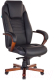 Кресло офисное King Style KE-1023WALNUT/BLACK (кожа черный/дерево) - 