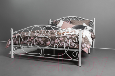 Двуспальная кровать Князев Мебель Виктория ВЯ.160.200.Б (белый муар)