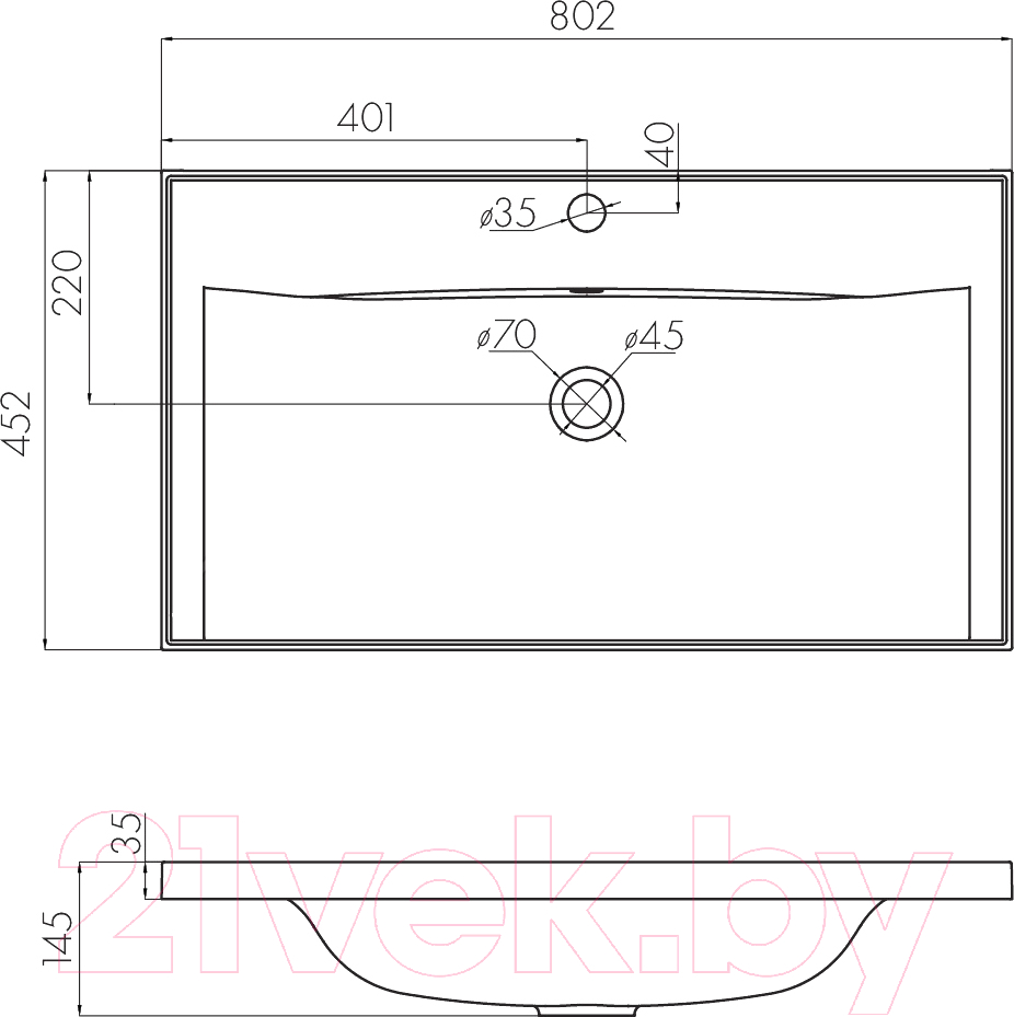 Тумба с умывальником Акватон Римини 80 (1A2267K3RN010)