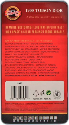 Набор простых карандашей Koh-i-Noor Toison D'or 1912/12 (12шт)