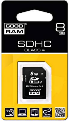 Карта памяти Goodram SDHC Class 4 8GB (SDC8GHC4GRR10)