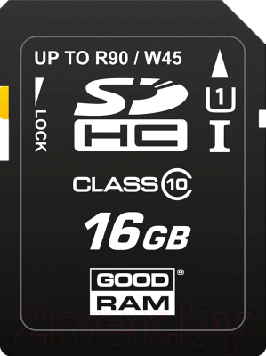 Карта памяти Goodram SDHC UHS-I U1 Class 10 16GB (SDC16GHCUHS1GRR10)