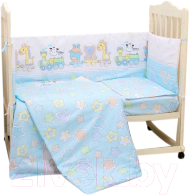Комплект постельный для малышей Alis Паровозик звездочка 6 (голубой)