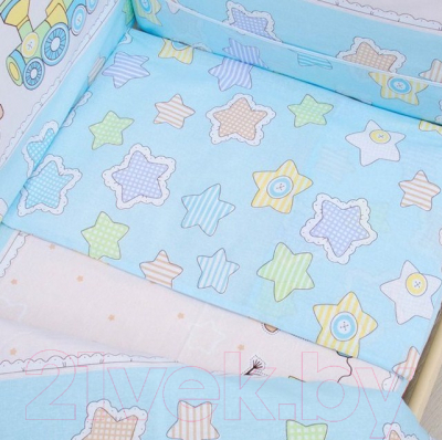 Комплект постельный для малышей Alis Паровозик звездочка 6 (голубой)