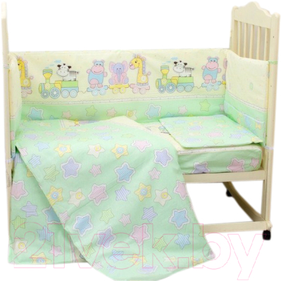Комплект постельный для малышей Alis Паровозик звездочка 6 (зеленый)