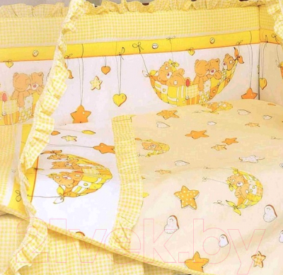 Бортик в кроватку Alis Мишки в гамаке 6 (желтый)