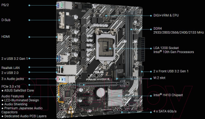 Материнская плата Asus Prime H410M-E