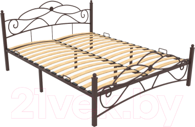 Двуспальная кровать Князев Мебель Грация ГЯ.160.200.К (коричневый муар)