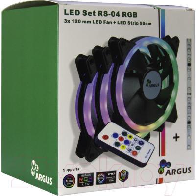 Набор вентиляторов для корпуса Inter-Tech Argus RS-04 LED RGB 3x120mm