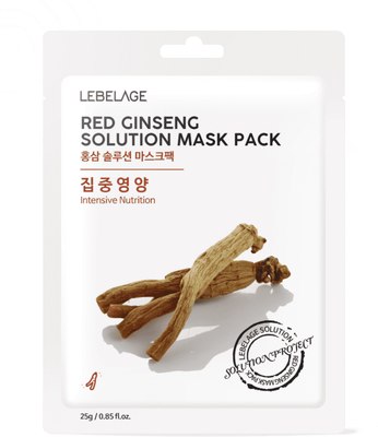 Маска для лица тканевая Lebelage Red Ginseng Solution Mask Питательная (25г) - 