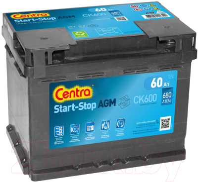Автомобильный аккумулятор Centra AGM Start&Stop R+ / CK600 (60 А/ч)