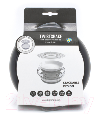 Тарелка для кормления Twistshake Plate / 78164 (пастельный серый)