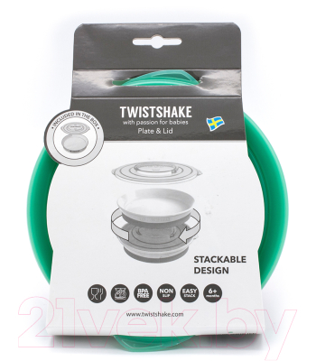 Тарелка для кормления Twistshake Plate / 78161 (пастельный зеленый)