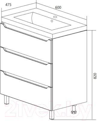 Изображение товара Тумба под умывальник 1Марка Кода 60Н / У57594 (белый глянец)