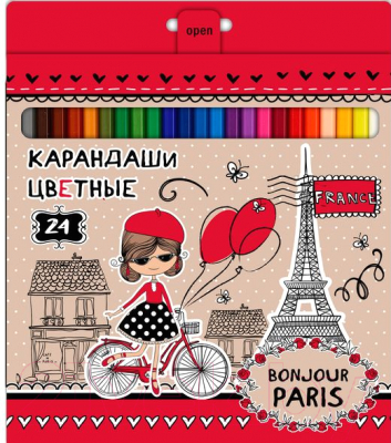 

Набор цветных карандашей Hatber, Ассорти, VK Bonjour Paris / BKc 24113