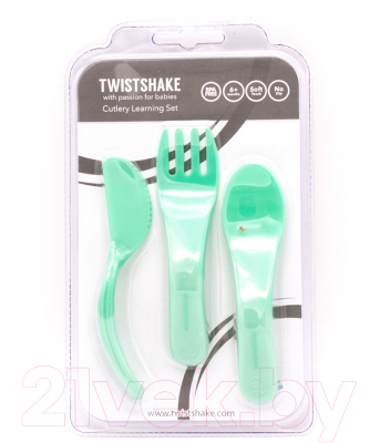 Набор столовых приборов для кормления Twistshake Learn Cutlery / 78201 (пастельный зеленый)