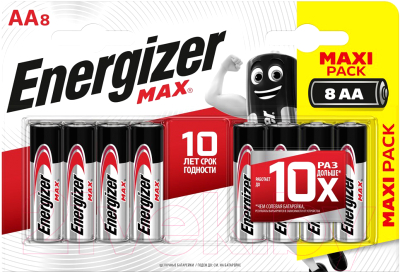 

Комплект батареек Energizer, Max LR6/AA BP8 / E300112403