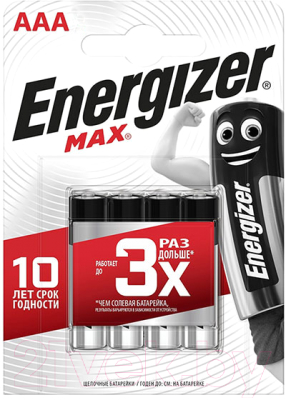 Комплект батареек Energizer Max LR03/AAA BP8 / E300112103