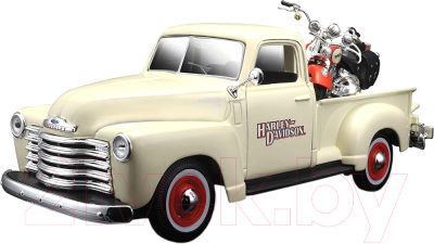 

Масштабная модель автомобиля Maisto, Шевроле 3100 Пикап 1950г с мотоциклом / 32194