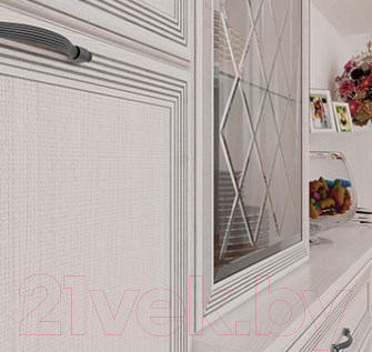 Шкаф-пенал с витриной Лером Карина ШК-1044-СЯ (снежный ясень)