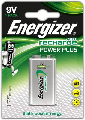 

Аккумулятор Energizer, Rech 9V 6F22 Power Plus 175 BL-1 (635584)