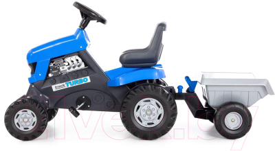 Каталка детская Полесье Turbo Трактор с педалями и полуприцепом / 84637 (синий)
