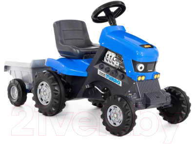 Каталка детская Полесье Turbo Трактор с педалями и полуприцепом / 84637 (синий)