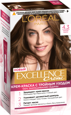 Крем-краска для волос L'Oreal Paris Color Excellence 4.3 (золотой каштан)