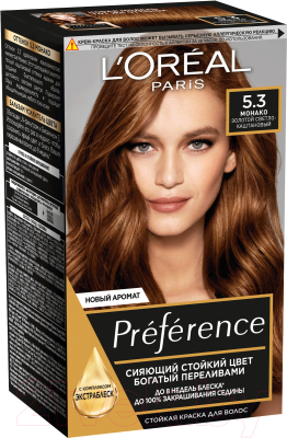 Гель-краска для волос L'Oreal Paris Preference 5.3 Монако золотой светло-каштановый